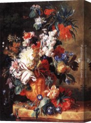 Jan Miense Molenaer Canvas Paintings - Bouquet of Flowers in an Urn by Jan Van Huysum