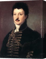 Niels Simonsen Canvas Paintings - Portrait of Poet D&aacute;niel Berzsenyi by Janos Donat