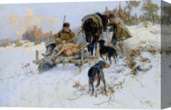 Julius Canvas Paintings - After the hunt by Jaroslav Fr. Julius Vesin