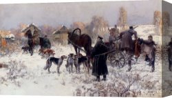 Julius Canvas Paintings - The Hunting Party by Jaroslav Fr. Julius Vesin