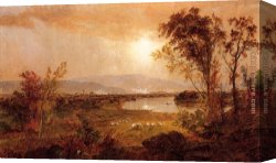 Jasper Canvas Paintings - A Bend in the River by Jasper Francis Cropsey