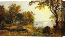 Jasper Canvas Paintings - A Cabin on Greenwood Lake by Jasper Francis Cropsey