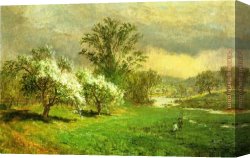 A Peaceful Time Canvas Paintings - Apple Blossom Time by Jasper Francis Cropsey
