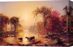 Jasper Canvas Paintings - Autumn in America by Jasper Francis Cropsey
