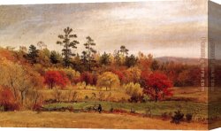 The Conversation Canvas Paintings - Conversation at the Fence by Jasper Francis Cropsey