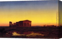 Jasper Canvas Paintings - Evening at Paestum by Jasper Francis Cropsey