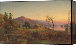 House with Scaffolding Canvas Paintings - Fisherman's House Greenwood Lake New Jersey by Jasper Francis Cropsey