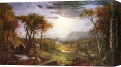 Sunny Morning on The Hudson River Canvas Paintings - Herbst am Hudson River by Jasper Francis Cropsey
