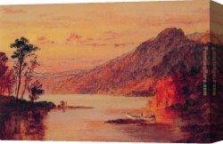 Jasper Canvas Paintings - Lake Scene, Catskill Mountains by Jasper Francis Cropsey