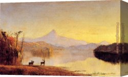 Jasper Canvas Paintings - Lake Scene, Mount Chocorua by Jasper Francis Cropsey