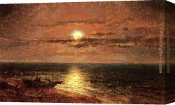 Saint Francis of Assisi Canvas Paintings - Moonlit Seascape by Jasper Francis Cropsey