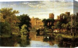 Jasper Canvas Paintings - Warwick Castle, England by Jasper Francis Cropsey