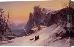 Jasper Canvas Paintings - Winter in Switzerland by Jasper Francis Cropsey
