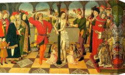 Flagellation Canvas Paintings - The Flagellation of Christ by Jaume Huguet