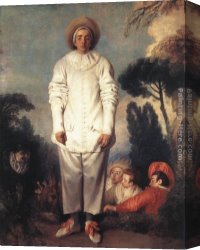 Jean-jules-antoine Canvas Paintings - Gilles by Jean-Antoine Watteau