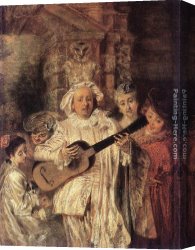 Watteau Canvas Paintings - Gilles and his Family by Jean-Antoine Watteau