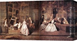 Jean-jules-antoine Canvas Paintings - L'Enseigne de Gersaint by Jean-Antoine Watteau