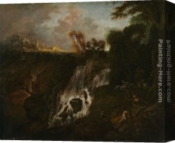 Watteau Canvas Paintings - La Chute d'eau by Jean-Antoine Watteau
