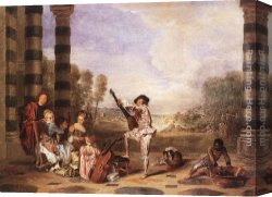 Jean-jules-antoine Canvas Paintings - Les Charmes de la Vie by Jean-Antoine Watteau