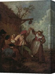 Watteau Canvas Paintings - Peasant Dance by Jean-Antoine Watteau