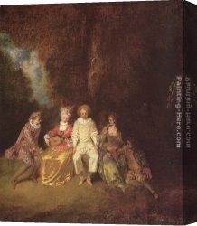 Jean-jules-antoine Canvas Paintings - Pierrot content by Jean-Antoine Watteau