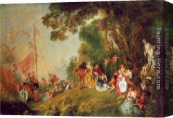 Antoine Canvas Paintings - Pilgrimage to Cythera by Jean-Antoine Watteau