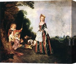 Watteau Canvas Paintings - The Dance by Jean-Antoine Watteau