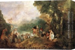 Jean-jules-antoine Canvas Paintings - The Embarkation for Cythera by Jean-Antoine Watteau