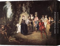 Jean-jules-antoine Canvas Paintings - The French Comedy by Jean-Antoine Watteau