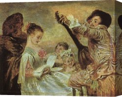 The Music Lesson Canvas Paintings - The Music Lesson by Jean-Antoine Watteau