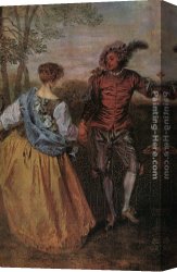 Watteau Canvas Paintings - The Shepherds - detail by Jean-Antoine Watteau