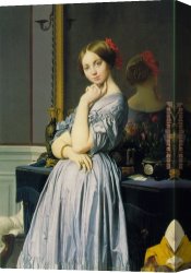 Ingres Canvas Paintings - Louise de Broglie Countess d'Haussonville by Jean Auguste Dominique Ingres