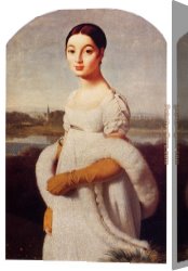 Portrait Canvas Paintings - Portrait Of Mademoiselle Caroline Riviere by Jean Auguste Dominique Ingres