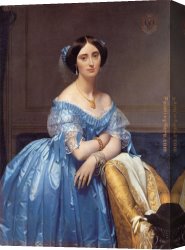 Ingres Canvas Paintings - Princesse Albert de Broglie by Jean Auguste Dominique Ingres
