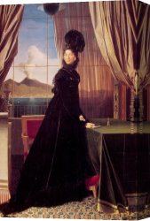 Queen Canvas Paintings - Queen Caroline Murat by Jean Auguste Dominique Ingres