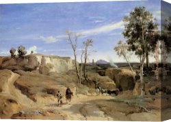 Jean-baptiste Canvas Paintings - La Cervara, the Roman Countryside by Jean-Baptiste-Camille Corot