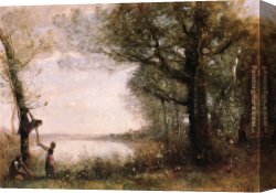 Les Iris Jaunes 1824 Canvas Paintings - Les Petits Denicheurs by Jean-Baptiste-Camille Corot