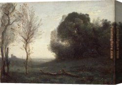 Jean-baptiste Canvas Paintings - Morning by Jean-Baptiste-Camille Corot