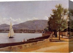 La Varenne De St. Hilaire Canvas Paintings - The Quai des Paquis in Geneva by Jean-Baptiste-Camille Corot