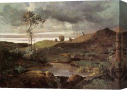 A Winter Hunt Canvas Paintings - The Roman Campagna in Winter by Jean-Baptiste-Camille Corot