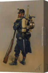 Jean-baptiste Canvas Paintings - Un soldat de linfanterie by Jean Baptiste Edouard Detaille