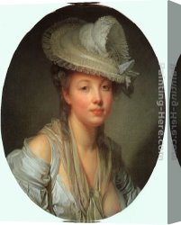 Jean-baptiste Canvas Paintings - Young Woman in a White Hat by Jean Baptiste Greuze