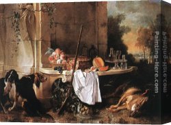Dead Canvas Paintings - Dead Wolf by Jean-Baptiste Oudry
