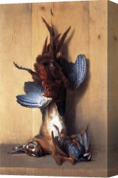 Pheasant Canvas Paintings - Still-life with Pheasant by Jean-Baptiste Oudry