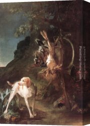 The Booty Hunting with Dogs Canvas Paintings - Game Still-Life with Hunting Dog by Jean Baptiste Simeon Chardin