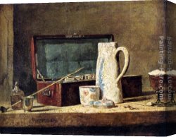 Fantomas Pipe And Newspaper Canvas Paintings - Pipes And Drinking Pitcher by Jean Baptiste Simeon Chardin