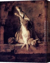 An Interesting Game Canvas Paintings - Rabbit with Game-bag and Powder Flask by Jean Baptiste Simeon Chardin