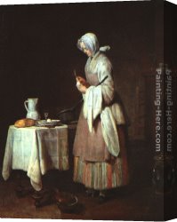 Attentive Canvas Paintings - The Attentive Nurse by Jean Baptiste Simeon Chardin