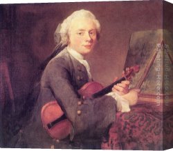 The Violin Canvas Paintings - Young Man with a Violin by Jean Baptiste Simeon Chardin