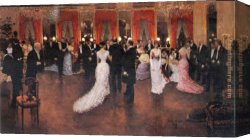 Evening on a Parisian Boulevard Canvas Paintings - An Evening Soiree by Jean Beraud
